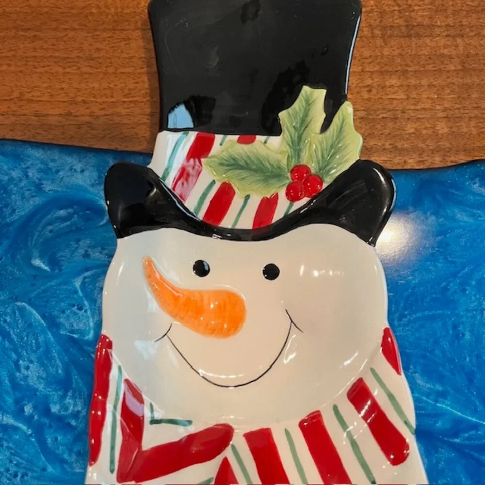 Fitz and Floyd Snack Therapy Snowman Wall Hanging Plate Server Tray